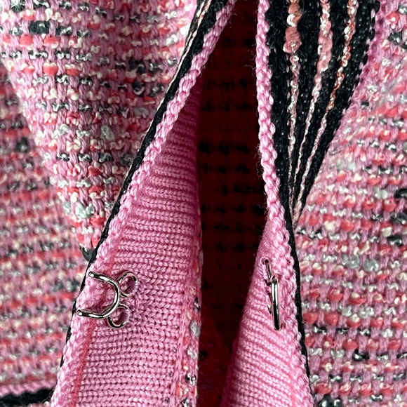 St. John For Mary Kay Long Tweed Jacket Women 0 Pink Wool Classic Elle Woods NWT - Picture 9 of 16